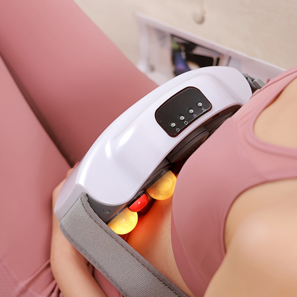 NNETM USB-Rechargeable Abdominal Massager with Stone Kneading(White)